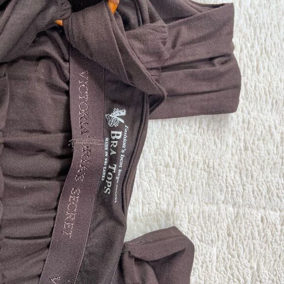 Vintage Y2K Victorias Secret Midi Brown Boho V Neck Chic Dress - Picture 4 of 7